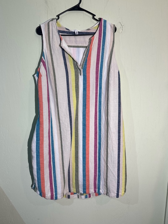 Time and Tru Dresses & Skirts - Time and Tru striped linen cotton blend dress with pockets size 2x xxl